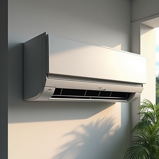 Ümraniye'de yeni inşa edilmiş bir evde bulunan modern klima ünitesi.