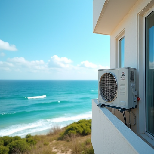 Sahil şeridi ve bir klima ünitesi.