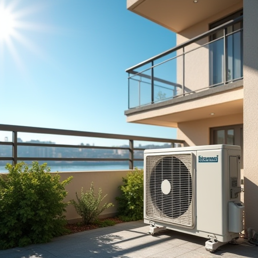 Boğaz'da, balkonunda klima bulunan bir konut.