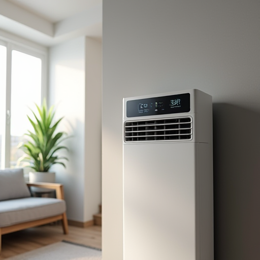 Modern klima ünitesi, üzerinde termostat göstergesi bulunmaktadır.