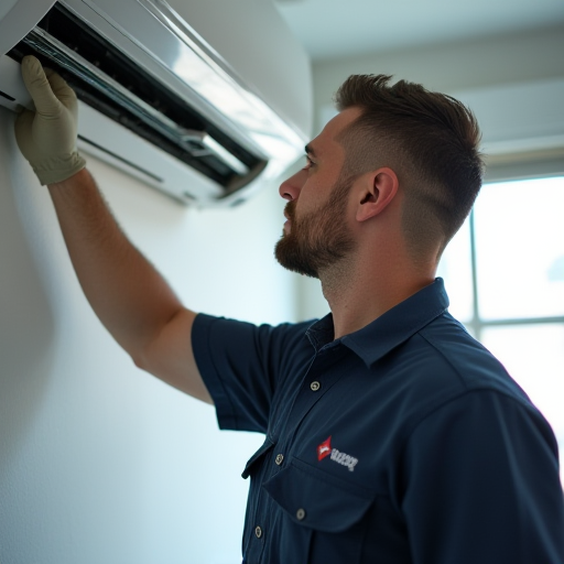 HVAC teknisyeni, klima cihazını kontrol ediyor.