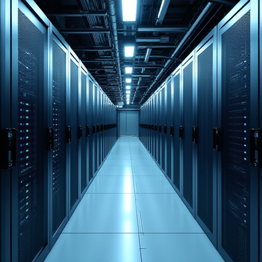 Yüksek teknolojili, hassas kontrollü klima sistemlerine sahip veri merkezi.