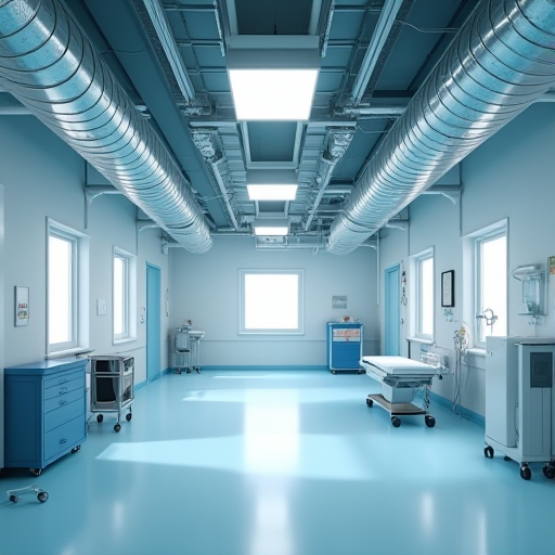 Bir hastane odasındaki modern havalandırma sistemi.