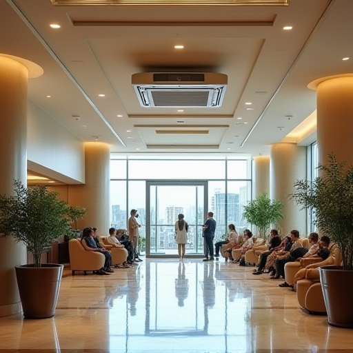 Otel lobisi, merkezi klima sistemi ile.