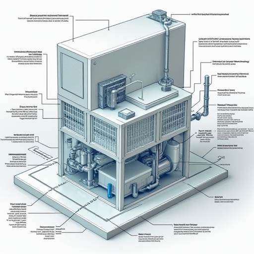 Endüstriyel havalandırma sistemi bileşenlerinin şeması.