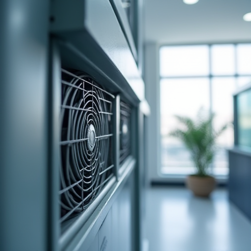 Modern bir binadaki bir hava perdesinin yakın çekim fotoğrafı.