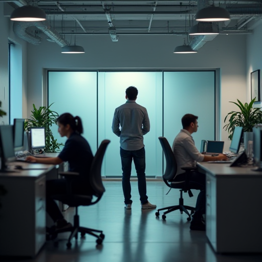 Modern ofiste çalışanların, yetersiz klima nedeniyle rahatsızlık hissetmesi.