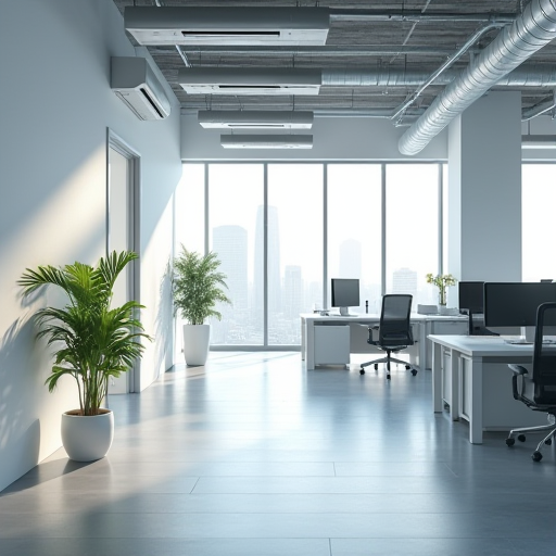 Klima sistemleri bulunan modern ofis.