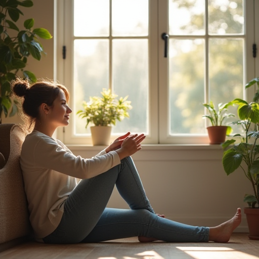 Oda içinde, temiz hava filtreleri bulunan bir kişi.