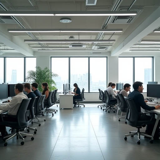 Klima sistemleri bulunan modern ofis.