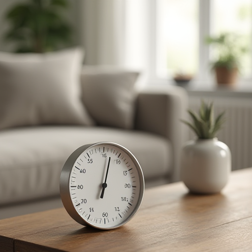 Modern bir oturma odasında nem ölçer ve nemlendirici.