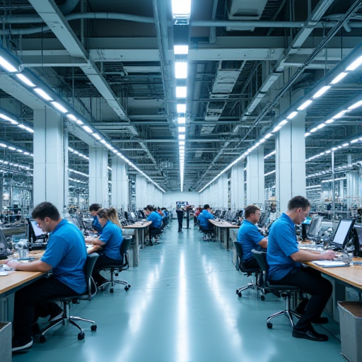 Modern fabrika, gelişmiş HVAC (ısıtma, havalandırma ve iklimlendirme) sistemlerine sahip.