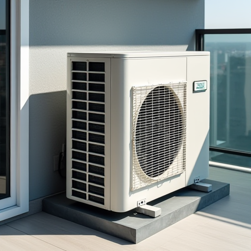 Balonda uygun boşluk bırakılarak monte edilmiş bir klima ünitesi.