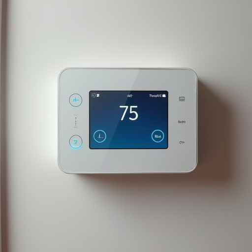 Duvara monte edilmiş akıllı bir termostat.