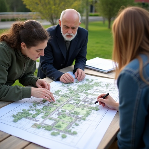 Profesyonel peyzaj mimarları, Arnavutköy'deki büyük bir arazinin iklim planını tasarlıyor.