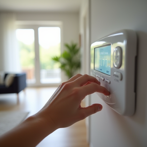 Programlanabilir bir termostatın ayarlarını yapan bir kişi.