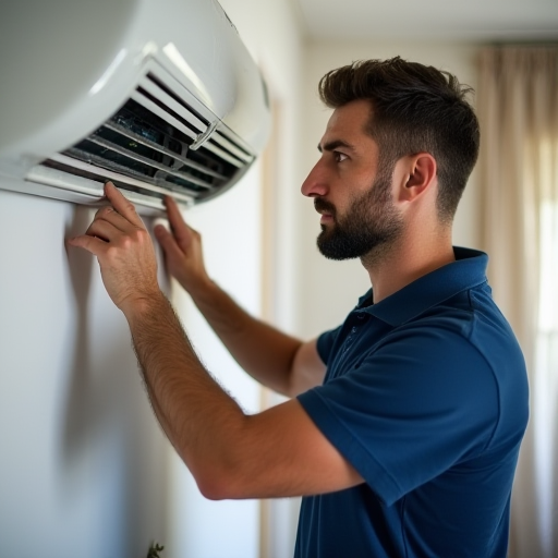 Yaz aylarında klima nasıl kullanılmalıdır? | Yaz guide Bulat İklimlendirme'den profesyonel bir HVAC teknisyeni, bir klima ünitesinin temizliğini yapıyor ve bakımını gerçekleştiriyor.