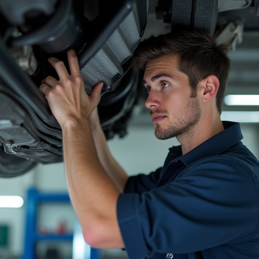 Bir teknisyen, bir otomobilin klima sistemindeki hava filtresini değiştiriyor.
