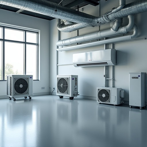 Modern bir ofis alanında VRF sisteminin kurulumu tamamlandı.