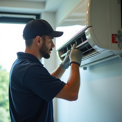 HVAC teknisyeni, merkezi klima sisteminde çalışıyor.
