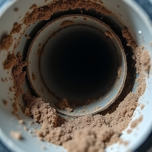 Bir havalandırma sistemindeki tıkanmış bir kanala yakın çekim.