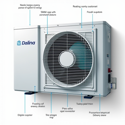 Enerji verimli bir klima ünitesinin detaylı görünümü.
