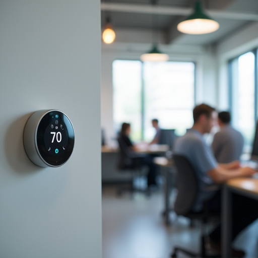 Modern ofis, akıllı termostat ile.