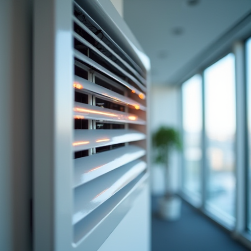 Doğru konumlandırılmış bir klima havalandırma ızgarasının yakın çekim fotoğrafı.