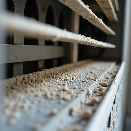 Bir klima ünitesi içindeki kirli hava filtresi.