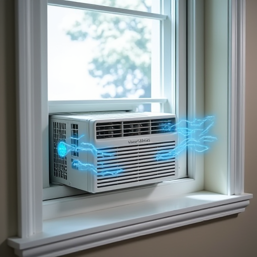 Oda içindeki pencere tipi klima ünitesi.