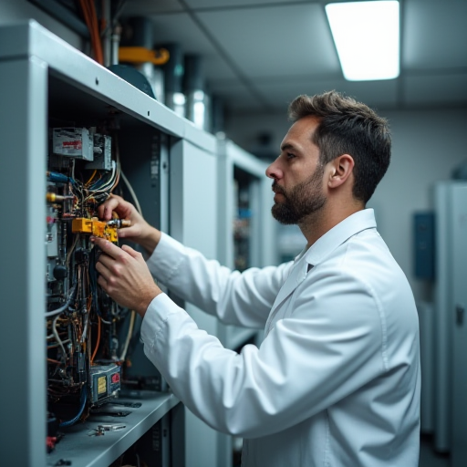 HVAC sistemleri üzerinde çalışan teknisyen.