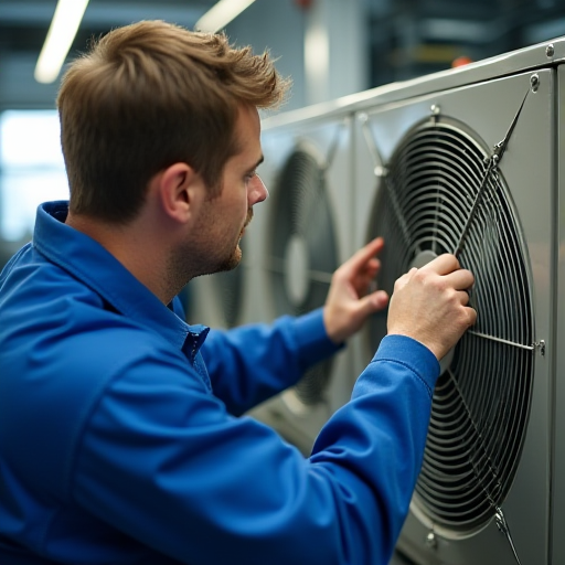 Bir teknisyen, bir atölyede bir klima cihazının korozyon direncini kontrol ediyor.