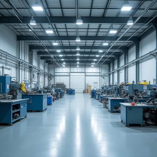 Klima kontrolü çözümleriyle donatılmış, temiz endüstriyel alan.