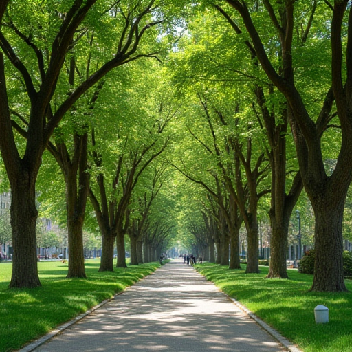 İstanbul'da, ağaçların yoğun örtüsüyle kaplı bir şehir parkı.