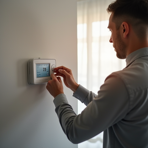 Profesyonel birinin termostatı ayarlaması.