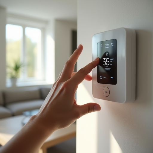 Programlanabilir termostat kullanan kişi.