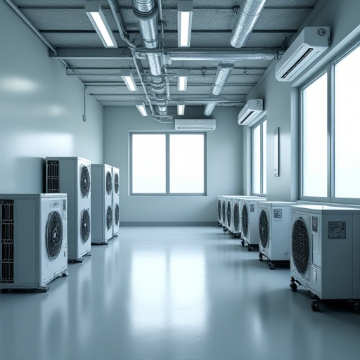 Geniş bir odada birden fazla klima.