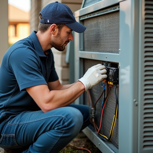 Teknisyen, HVAC sistemine elektrik bağlantısını yeniden yapıyor.