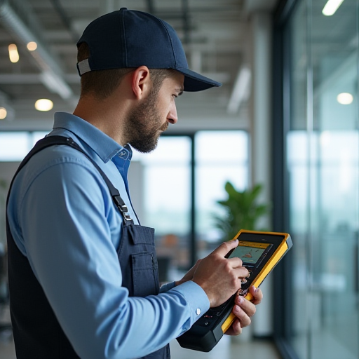 Teknisyen, havalandırma sistemini test ediyor.