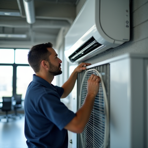 HVAC teknisyeni, bakım işlemlerini gerçekleştiriyor.