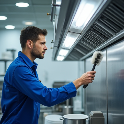 Bir teknisyen, bir hava perdesinin filtrelerini ve ızgaralarını temizliyor.