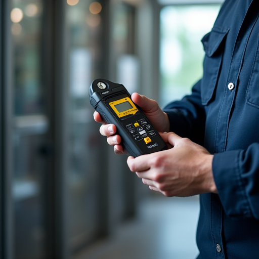 Bir teknisyen, soğutucu kaçak tespit cihazı kullanıyor.