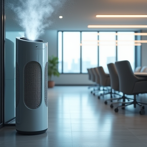 Bir kurumsal ofiste bulunan hava temizleme sistemi.