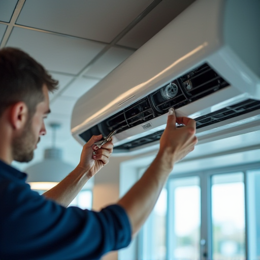 Bir hava perdesinin fanının değiştirilmesi.