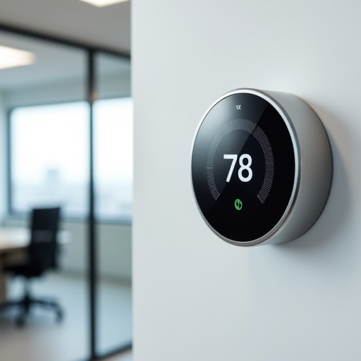 Bir ofise monte edilmiş akıllı termostat.