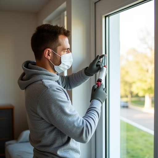 Bir ev sahibi, yalıtımı iyileştirmek için bir pencereye mastik uyguluyor.