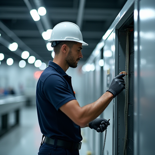 İklim kontrol sisteminin bakımını yapan bir teknisyen.