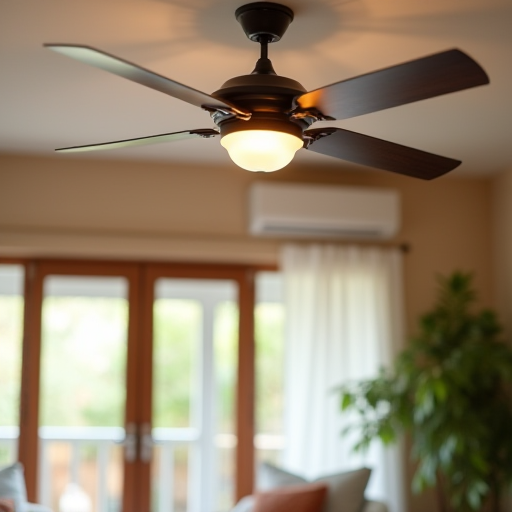 Oturma odasındaki tavan vantilatörü.