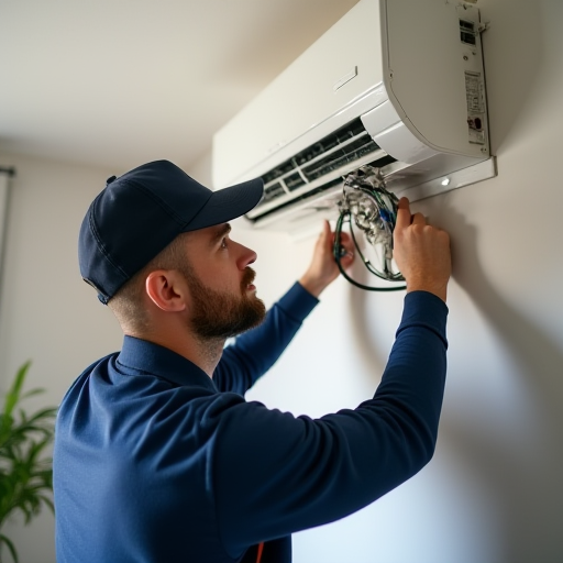 HVAC teknisyeni, yıllık bakım işlemlerini gerçekleştiriyor.
